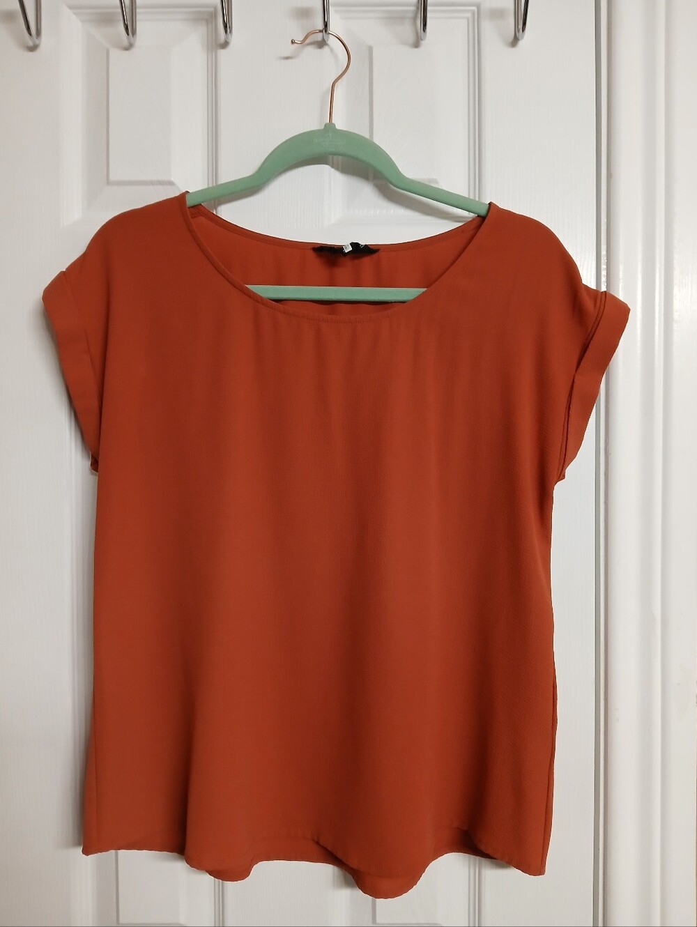 SWEET WANDERER Women's Rust Orange Short Sleeve Blouse